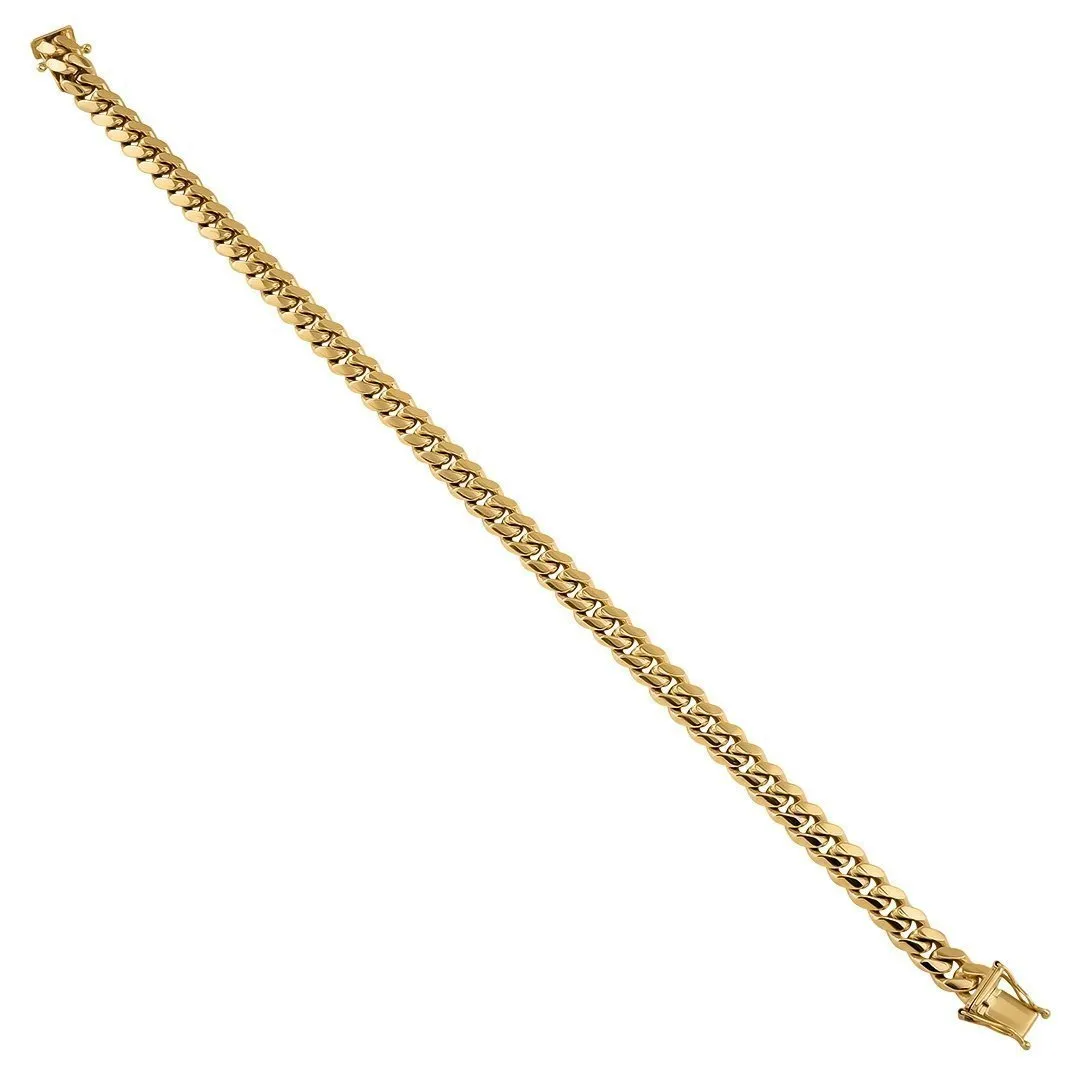 10K Yellow Gold Cuban Link Bracelet 7 mm