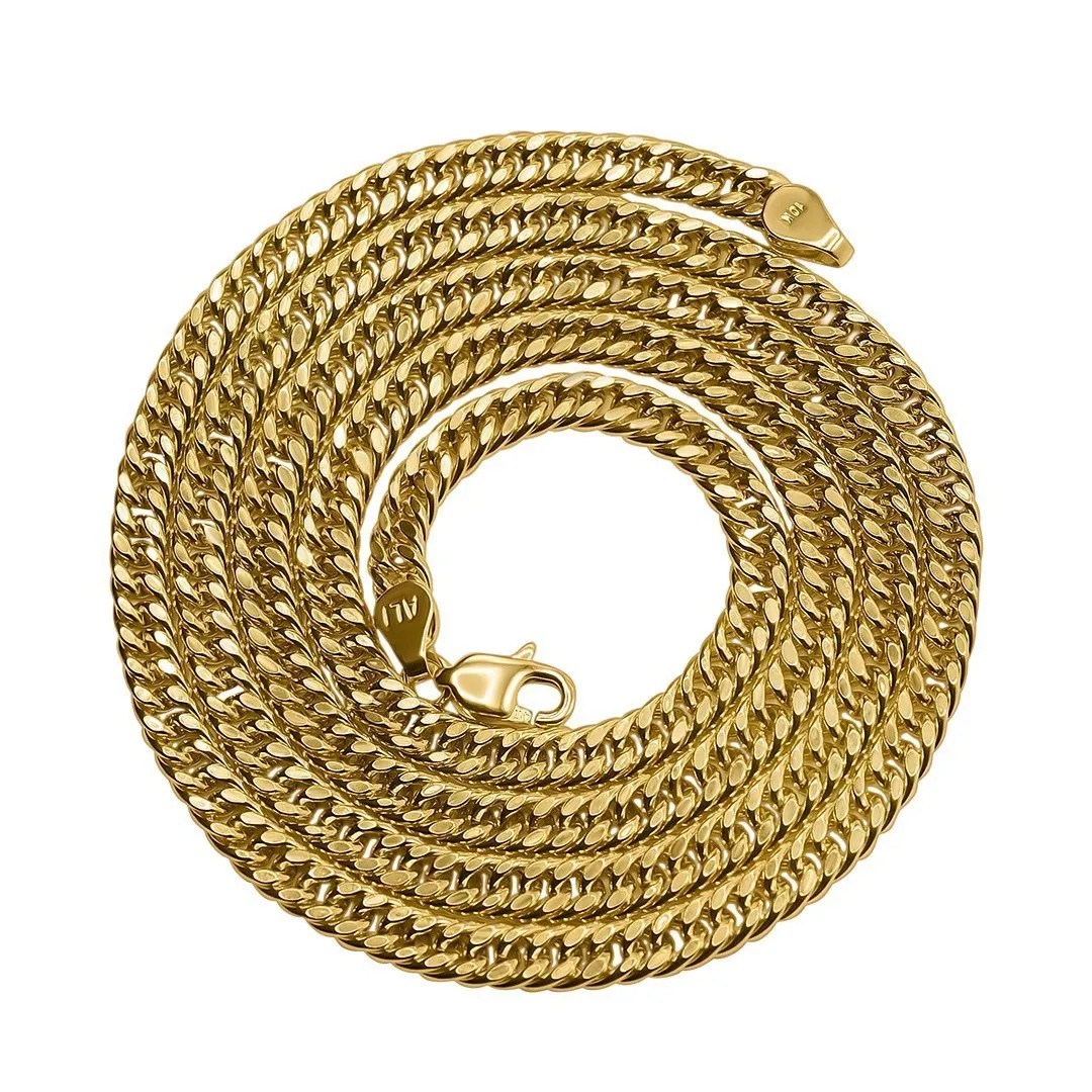 10K Yellow Gold Hollow Cuban Link Chain 4 mm