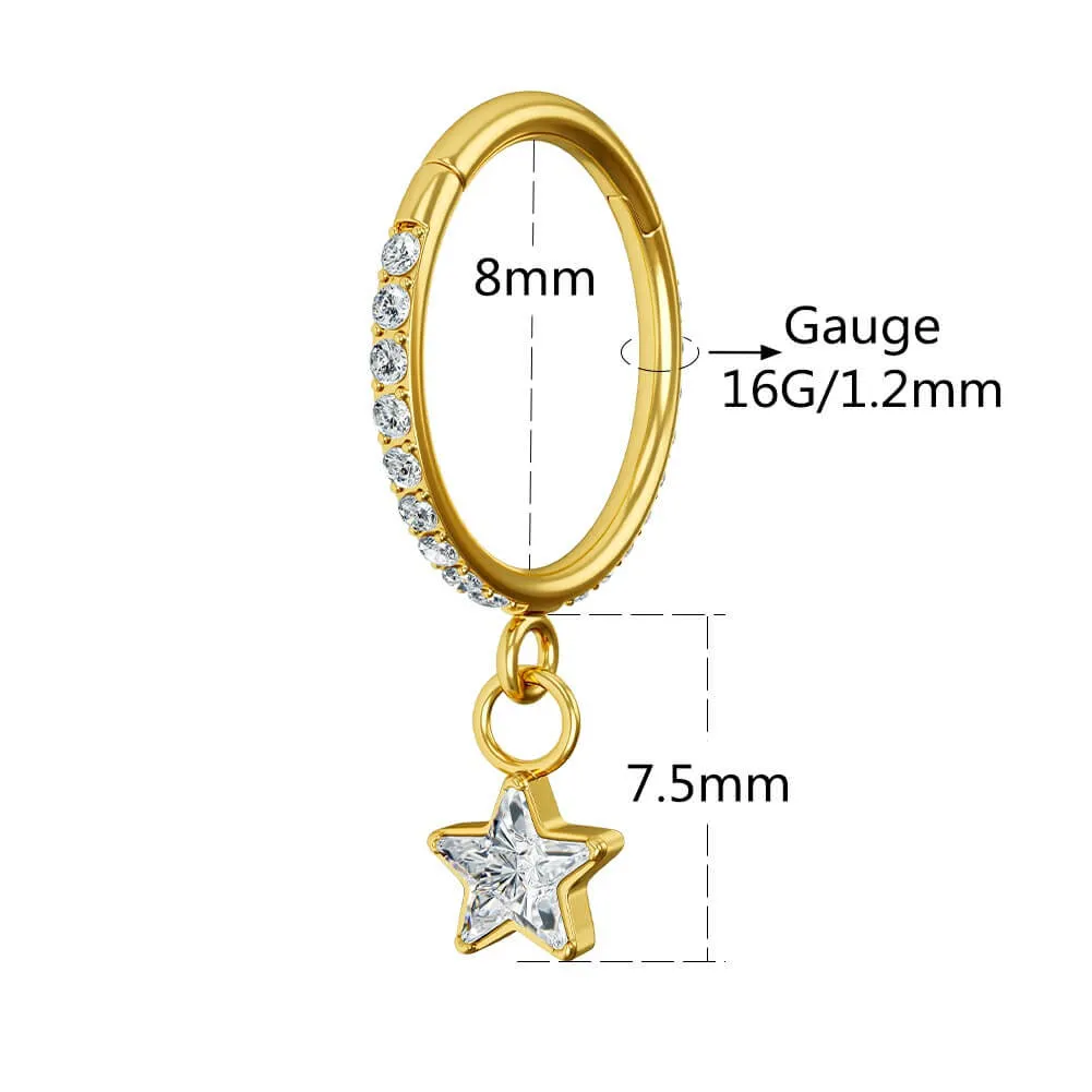 16G Star Dangle CZ Helix Earring Cartilage Earrings