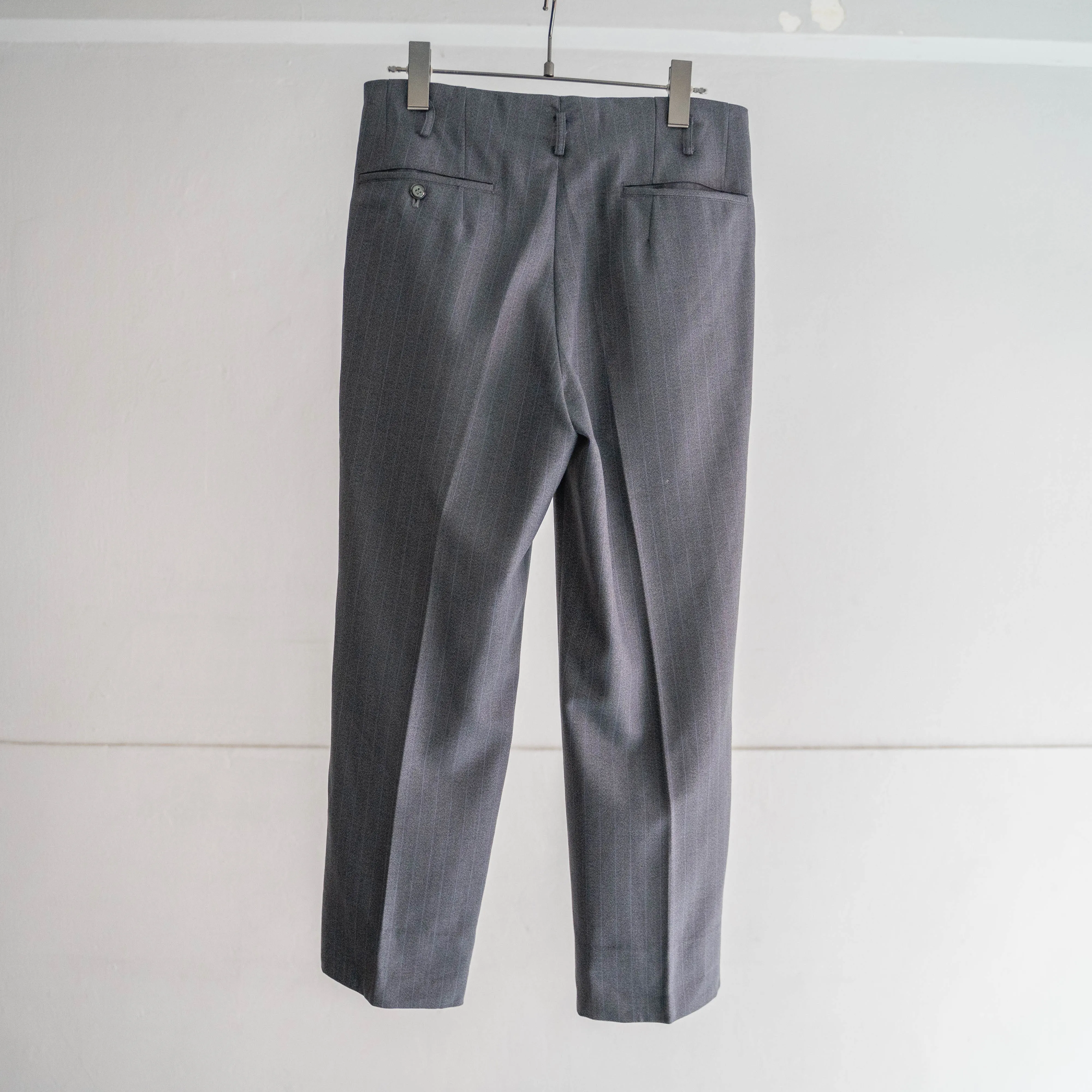 1960-70s Japan vintage gray base purple line wool slacks -dead stock-