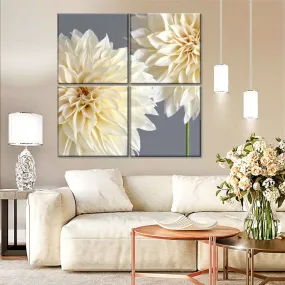 2 Cream Dahlias On Gray Wall Art