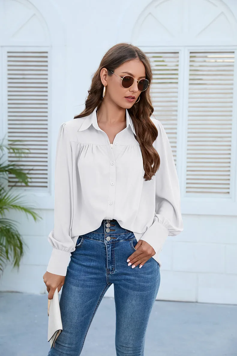 3 Elegant Puff Sleeve Collar Shirts ( S - 3X )