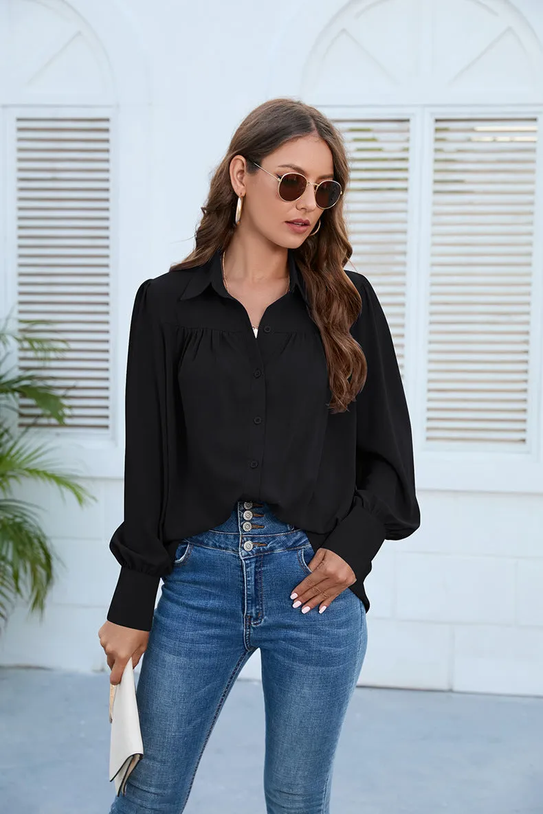 3 Elegant Puff Sleeve Collar Shirts ( S - 3X )