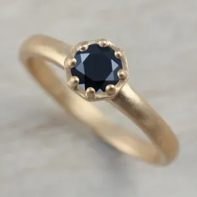 5mm Black Spinel Octagon Engagement Ring