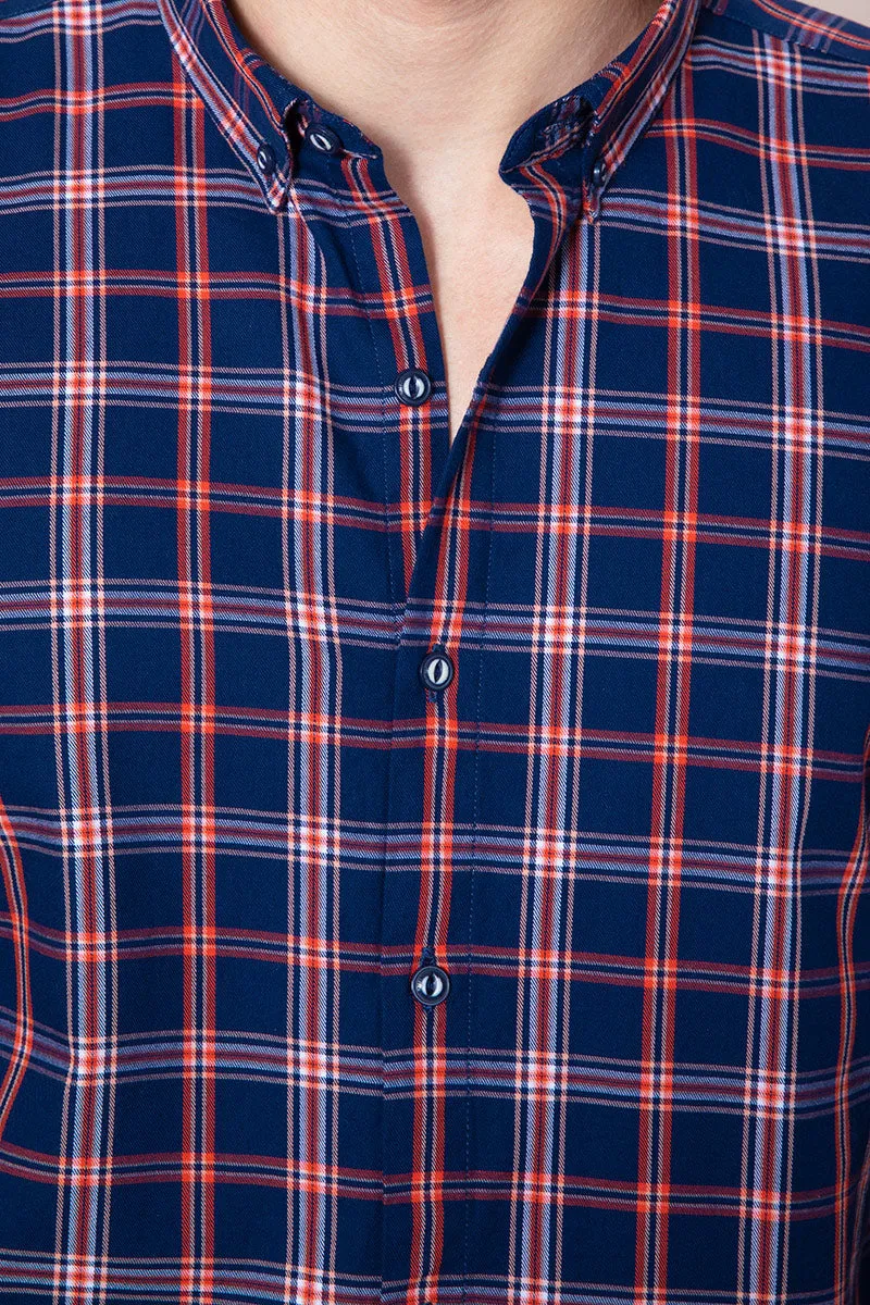 80's Small Navy Check Shirt