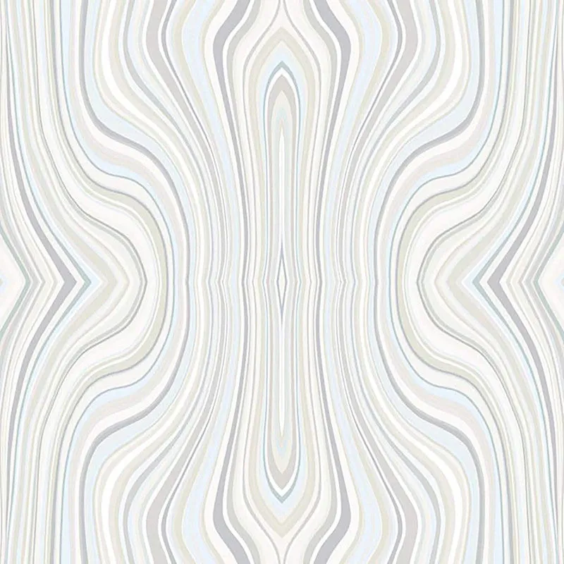 Abstract Psychedelic Mirror Wallpaper in Ivory/Beige