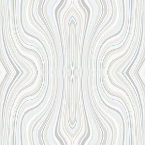 Abstract Psychedelic Mirror Wallpaper in Ivory/Beige