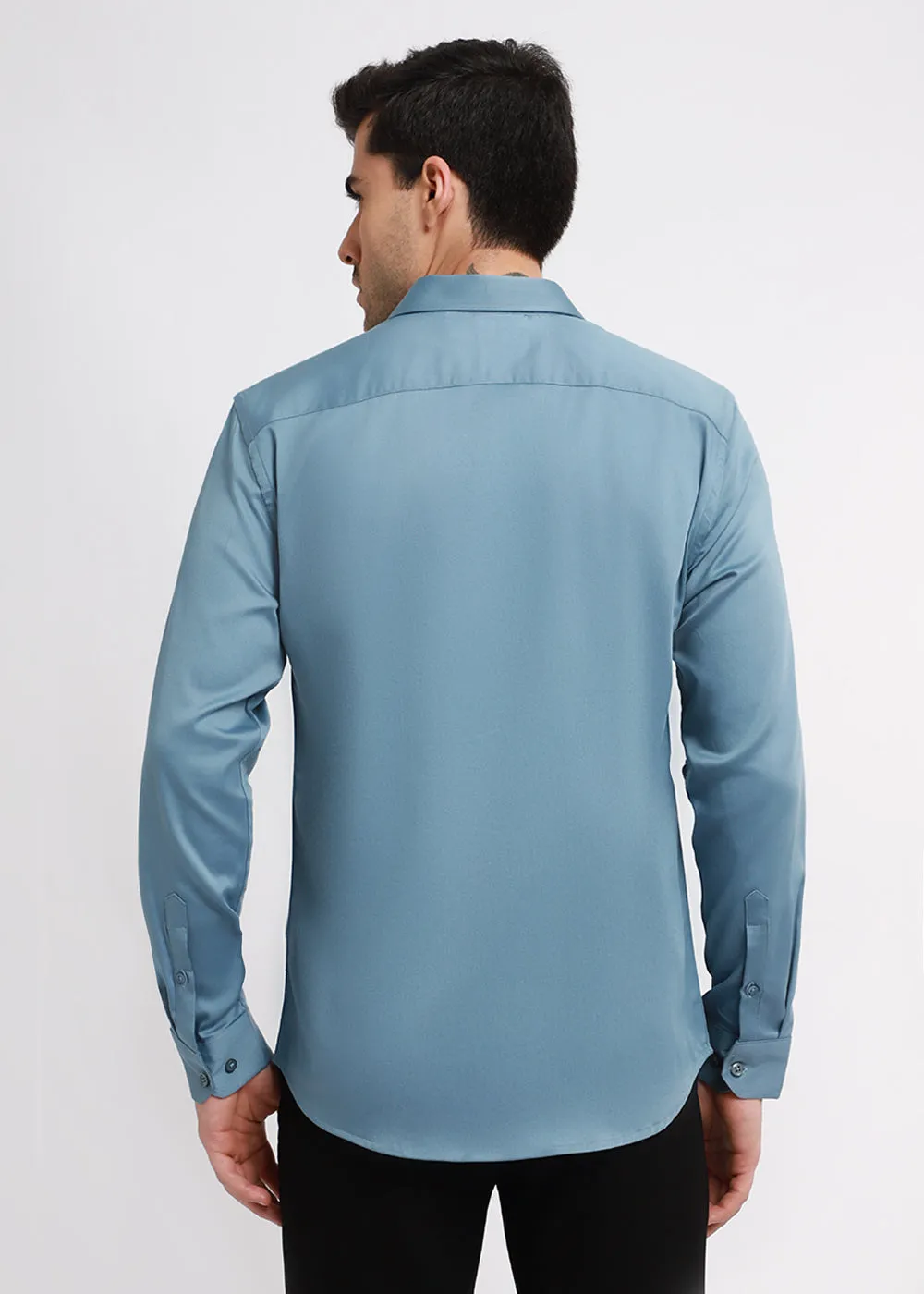 Aegean Blue Satin Shirt