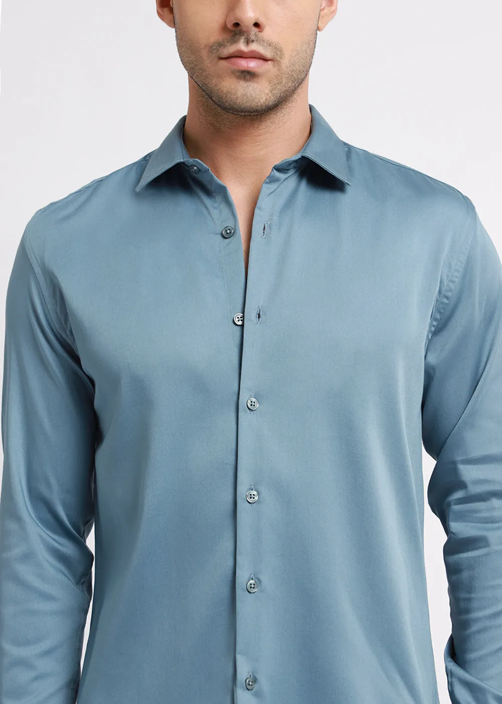 Aegean Blue Satin Shirt