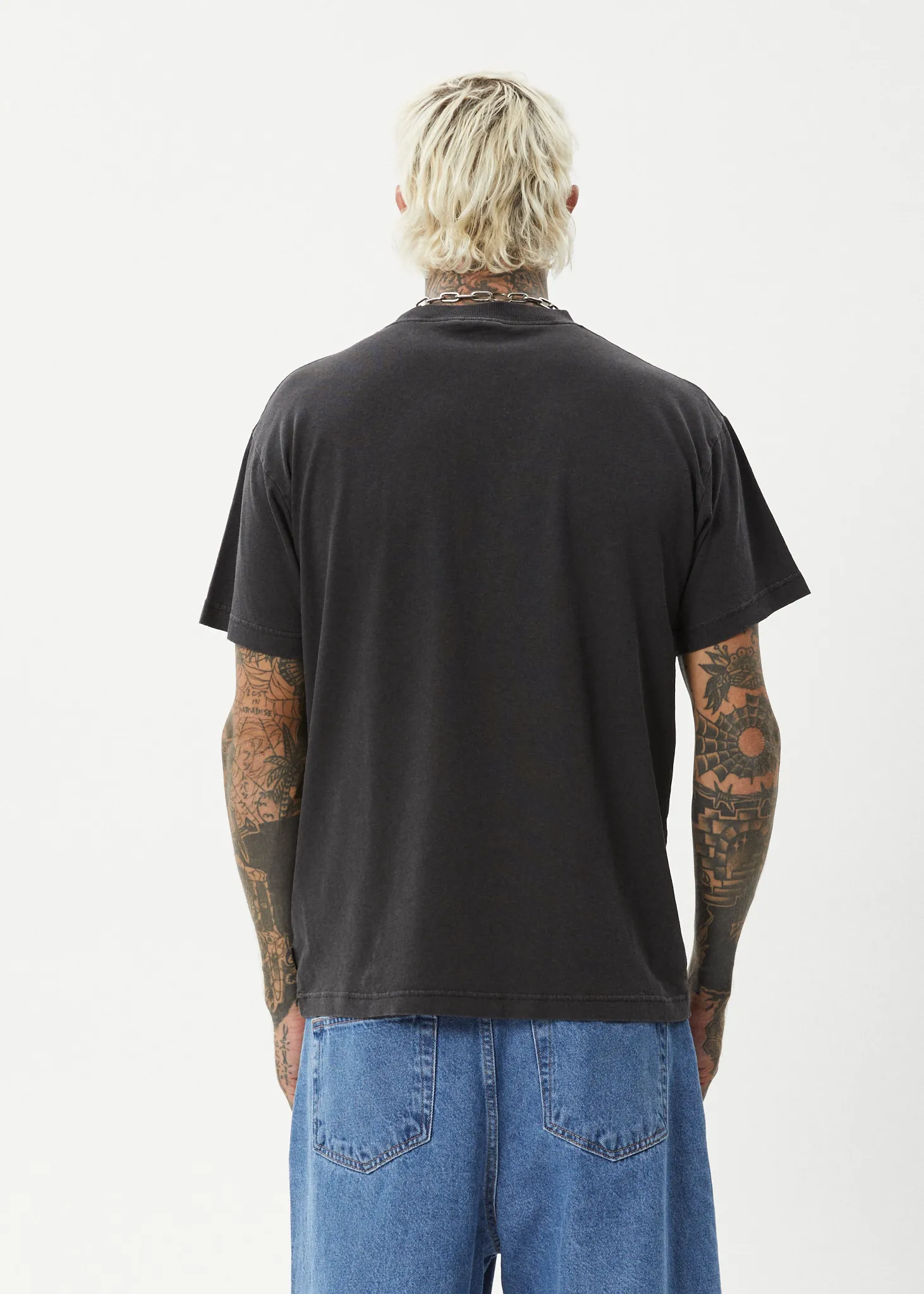 AFENDS Mens Foundation - Boxy Fit Tee - Stone Black