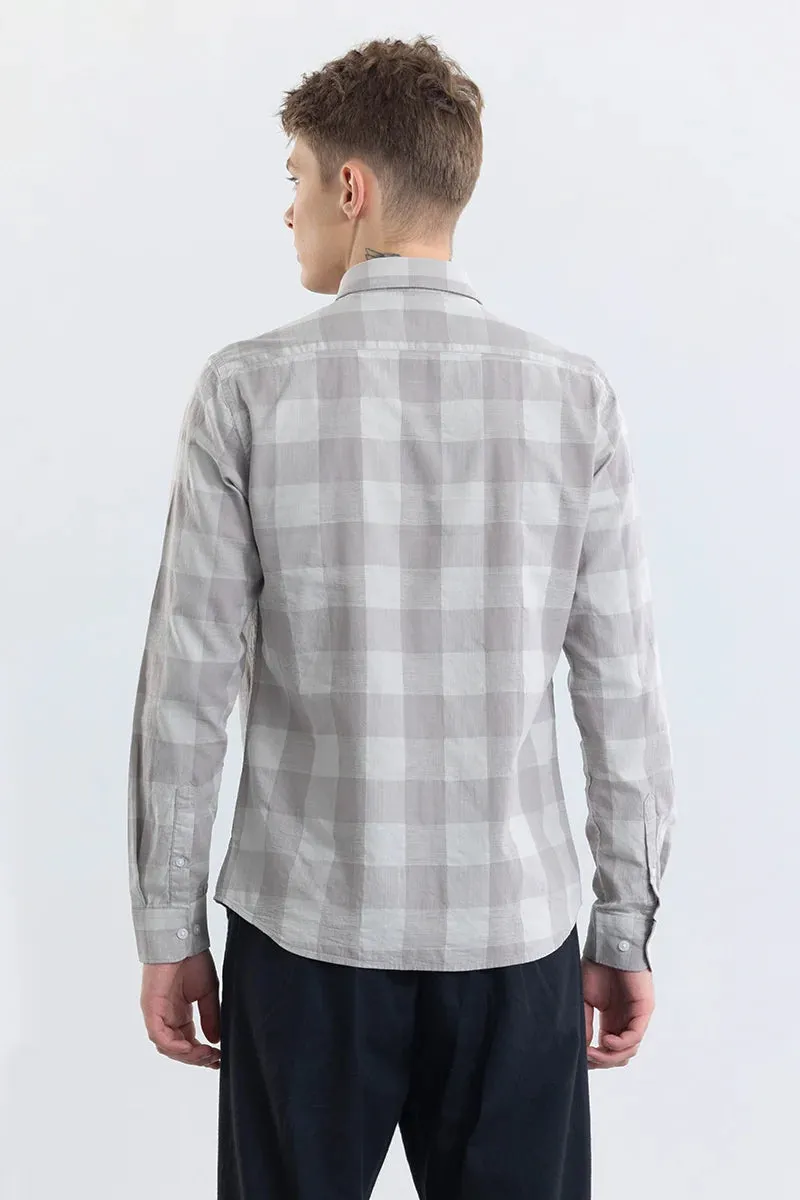 Alessia Cloud Grey Checks Linen Blend Shirt