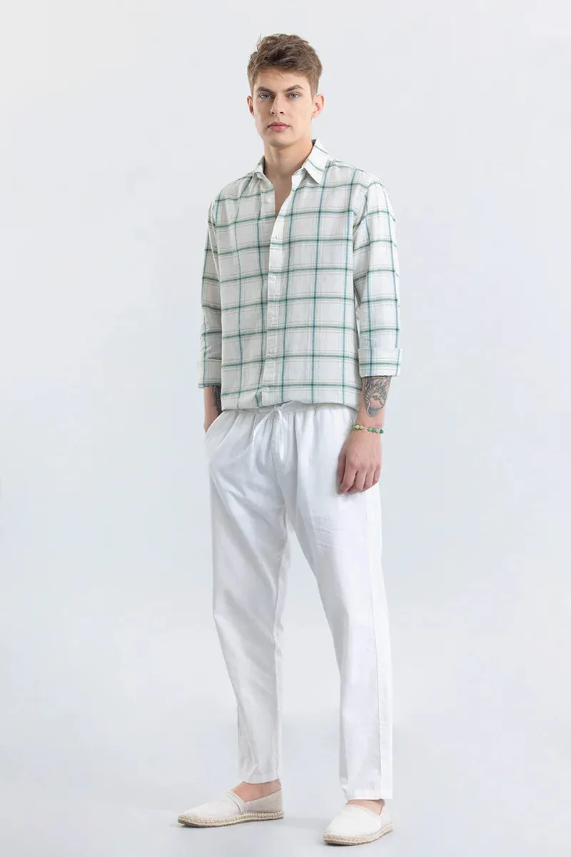 Stylish Alessia Green Checkered Linen Blend Shirt for Women - Breathable and Comfortable Casual Wear