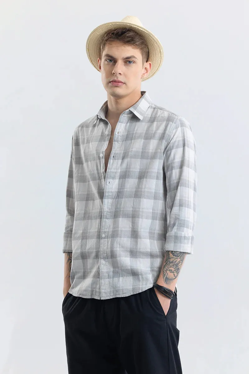 Alessia Smoke Grey Checked Linen Blend Shirt