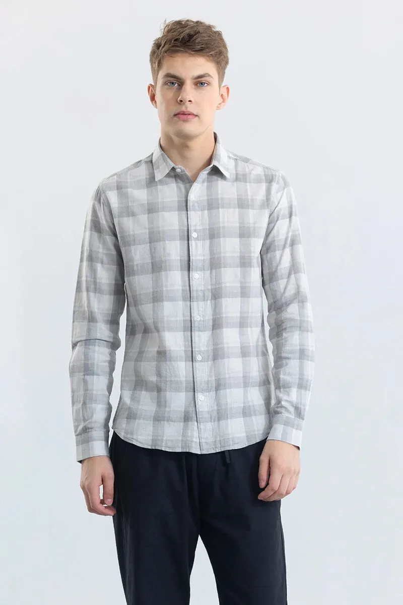 Alessia Smoke Grey Checked Linen Blend Shirt