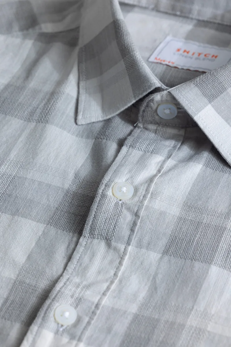 Alessia Smoke Grey Checked Linen Blend Shirt