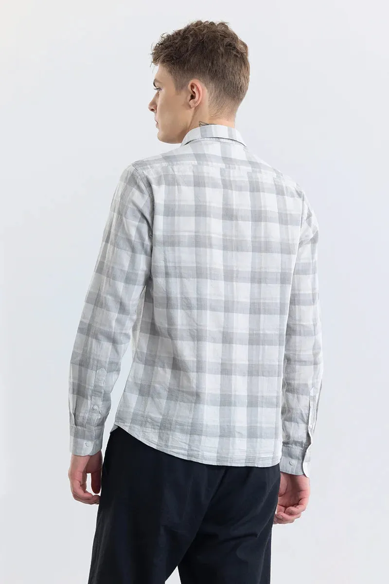 Alessia Smoke Grey Checked Linen Blend Shirt