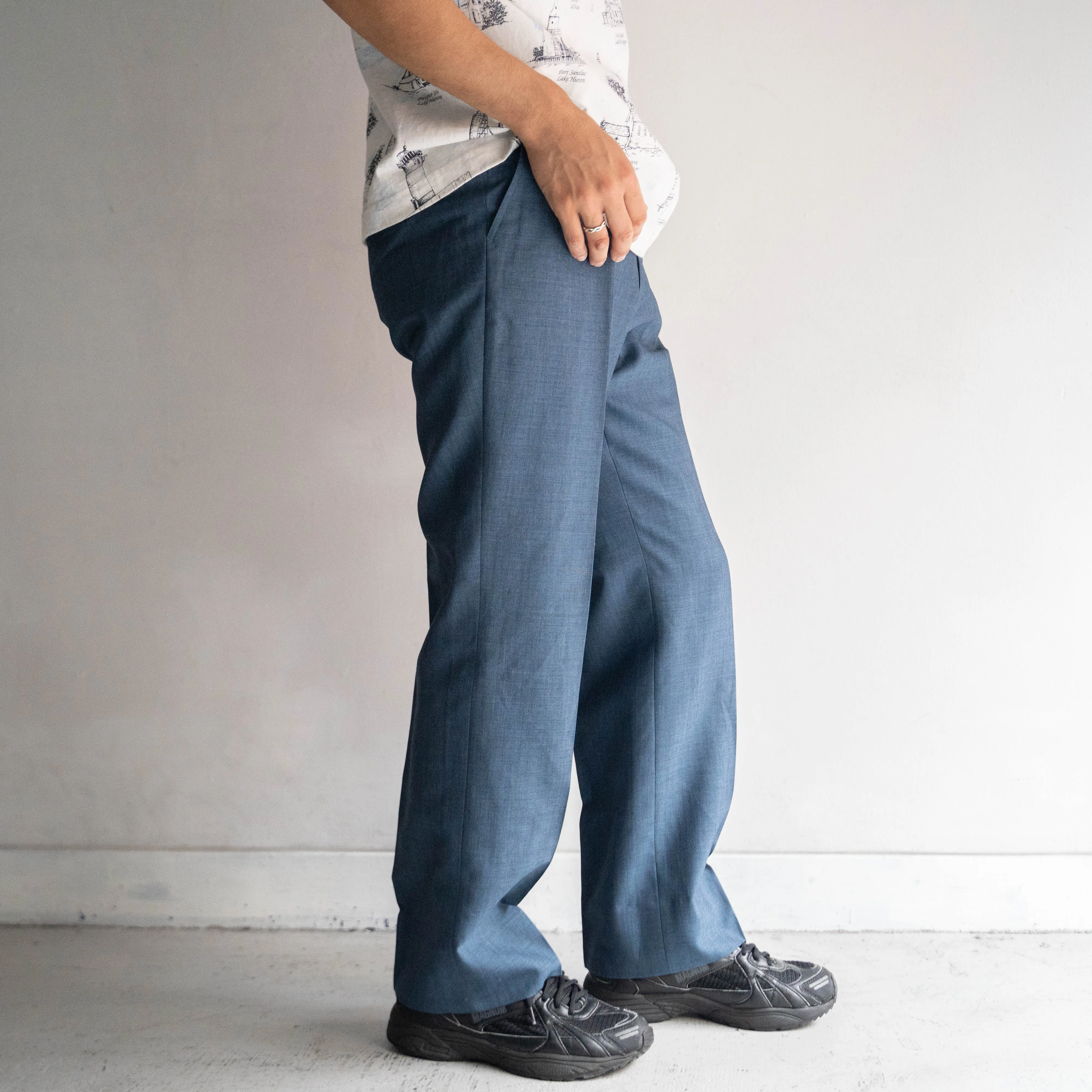 around 1980s japan vintage cobalt blue wool slacks