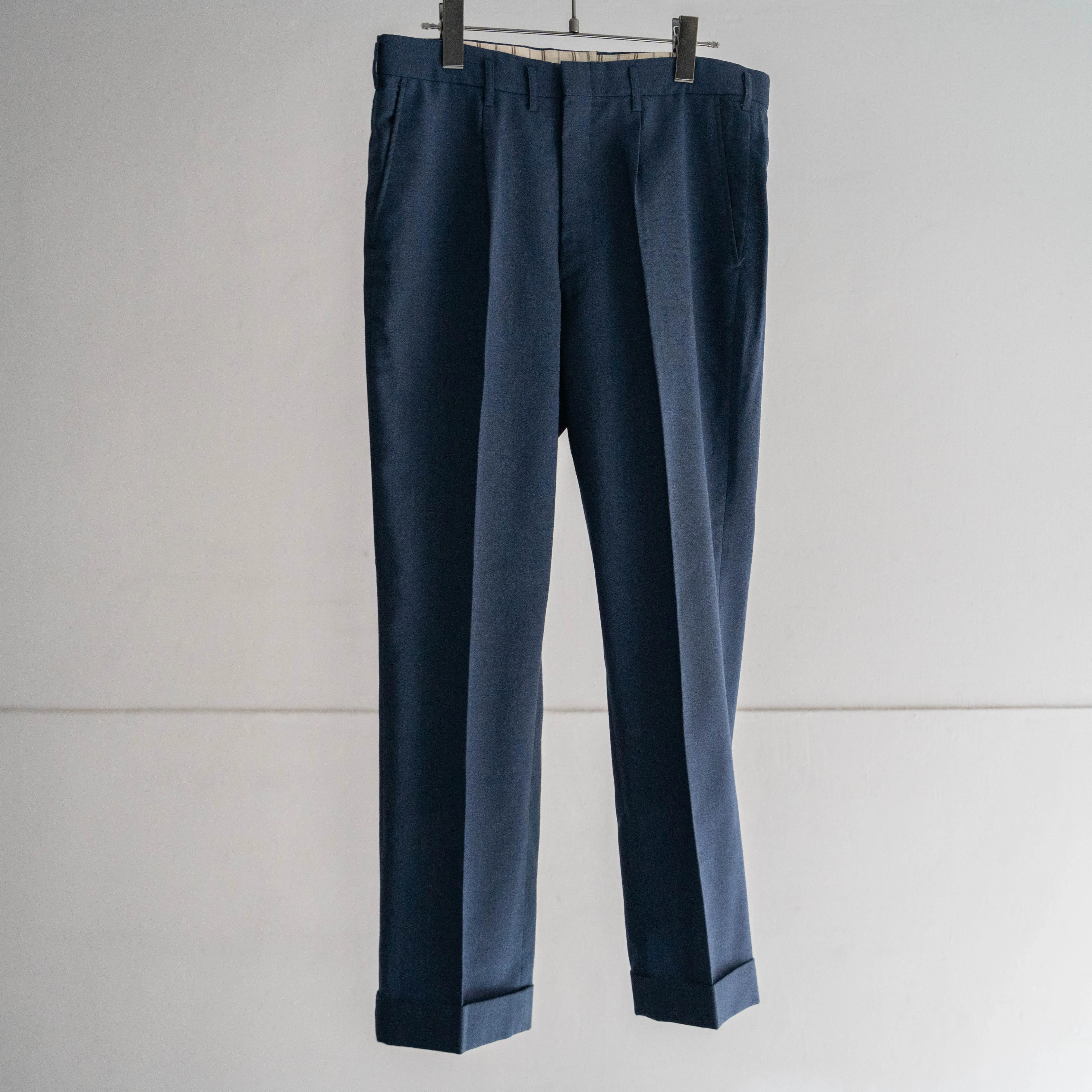 around 1980s japan vintage dark navy slacks -middle weight-