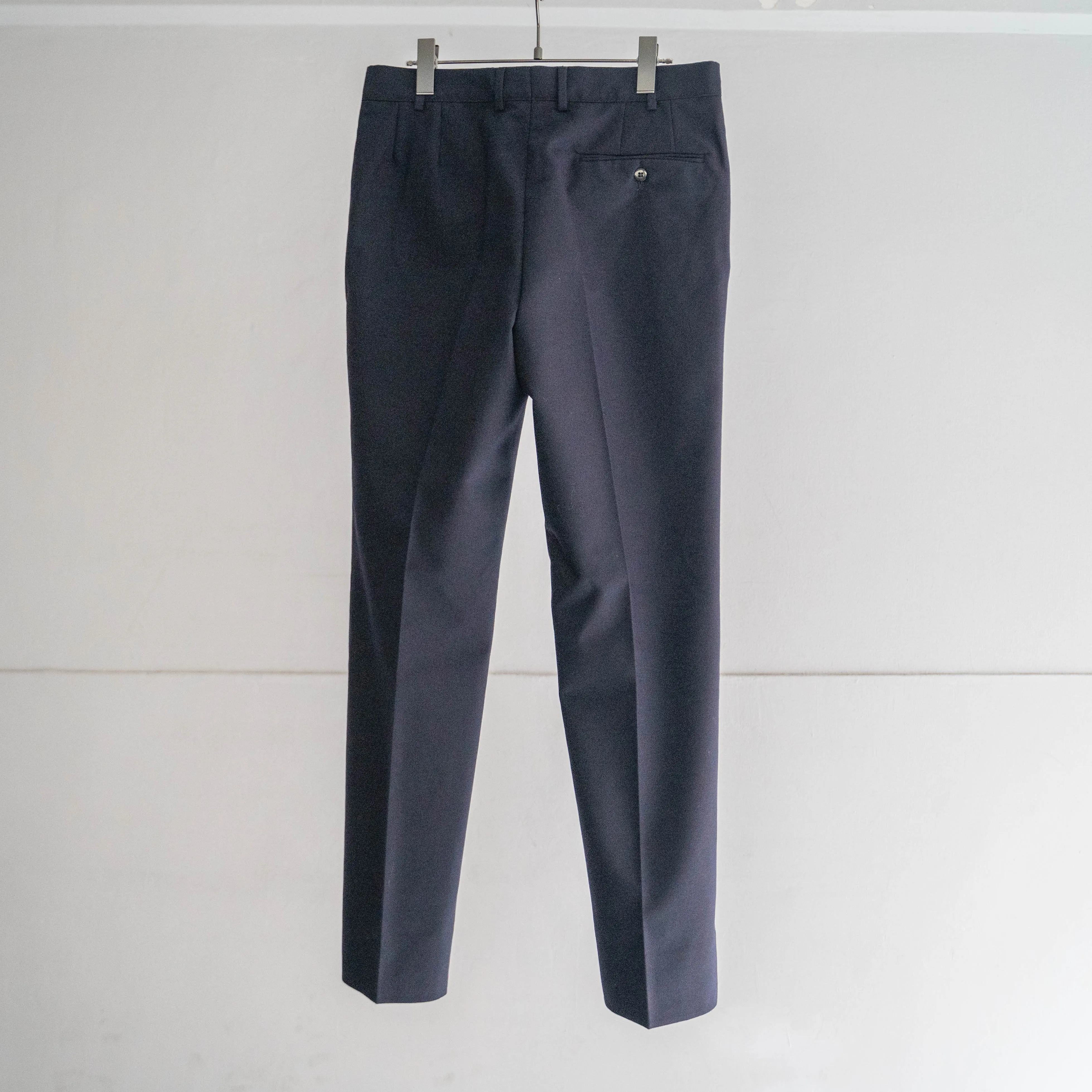 around 1990s Italian military? navy one tuck wool slacks -light weight- 'dead stock'