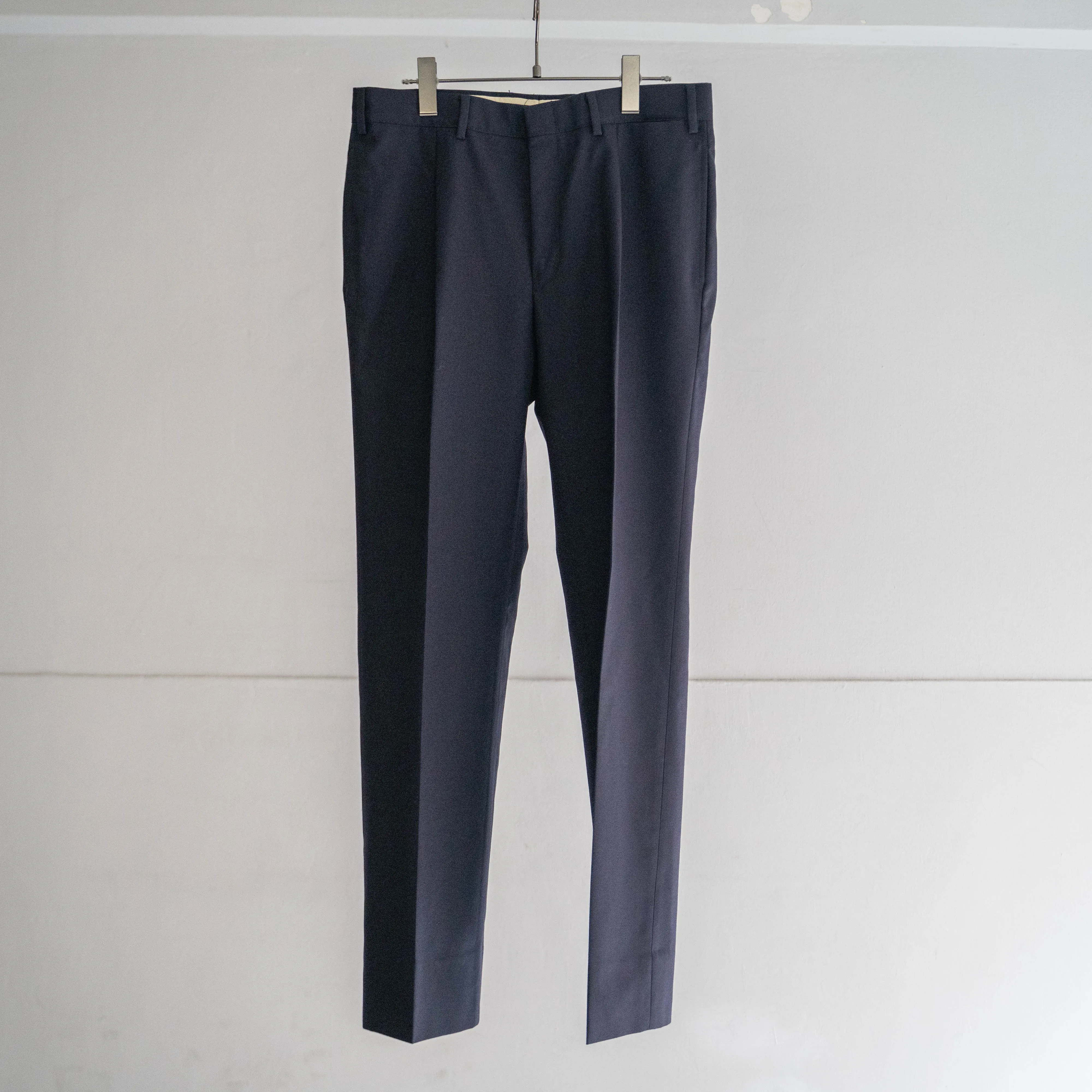 around 1990s Italian military? navy one tuck wool slacks -light weight- 'dead stock'