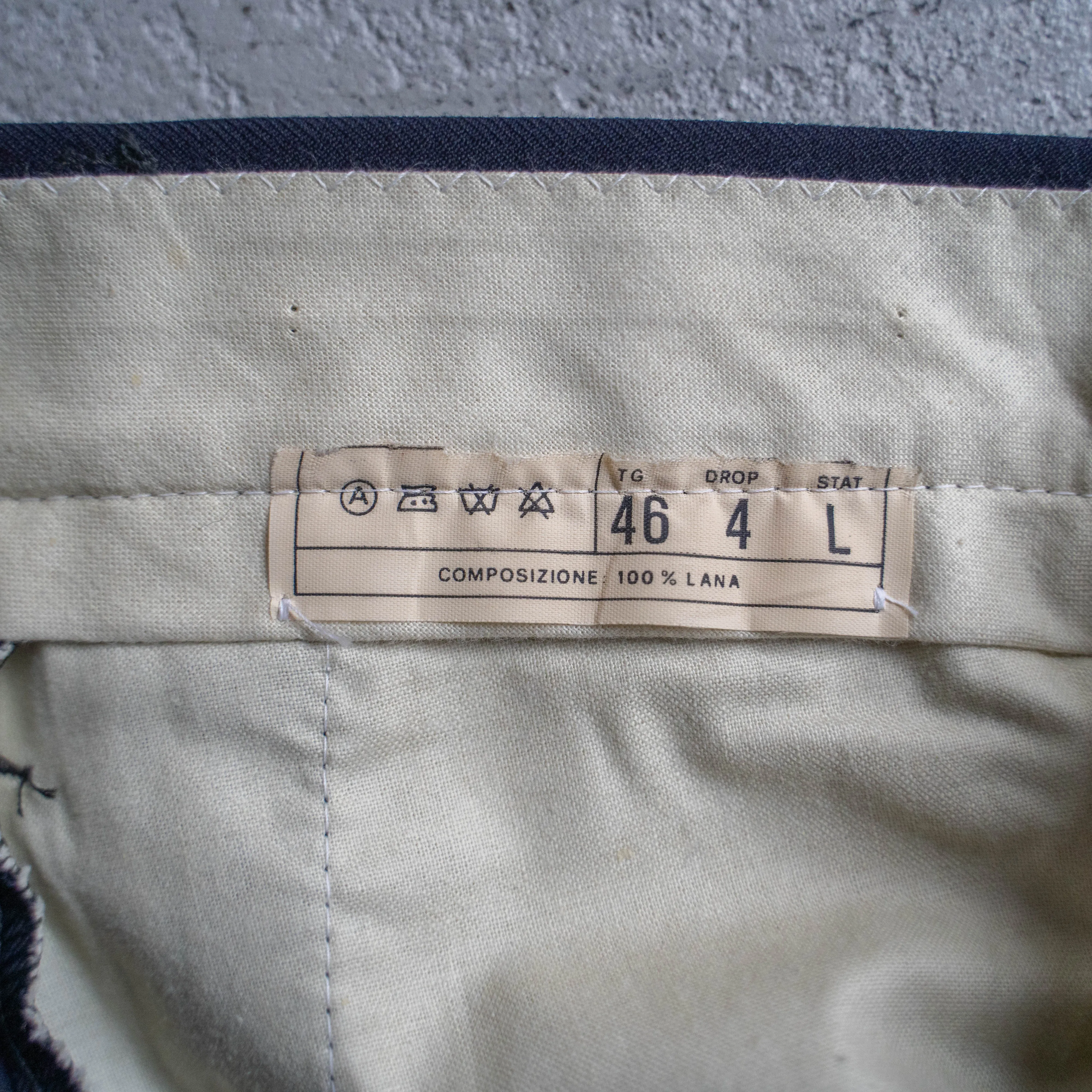 around 1990s Italian military? navy one tuck wool slacks -light weight- 'dead stock'