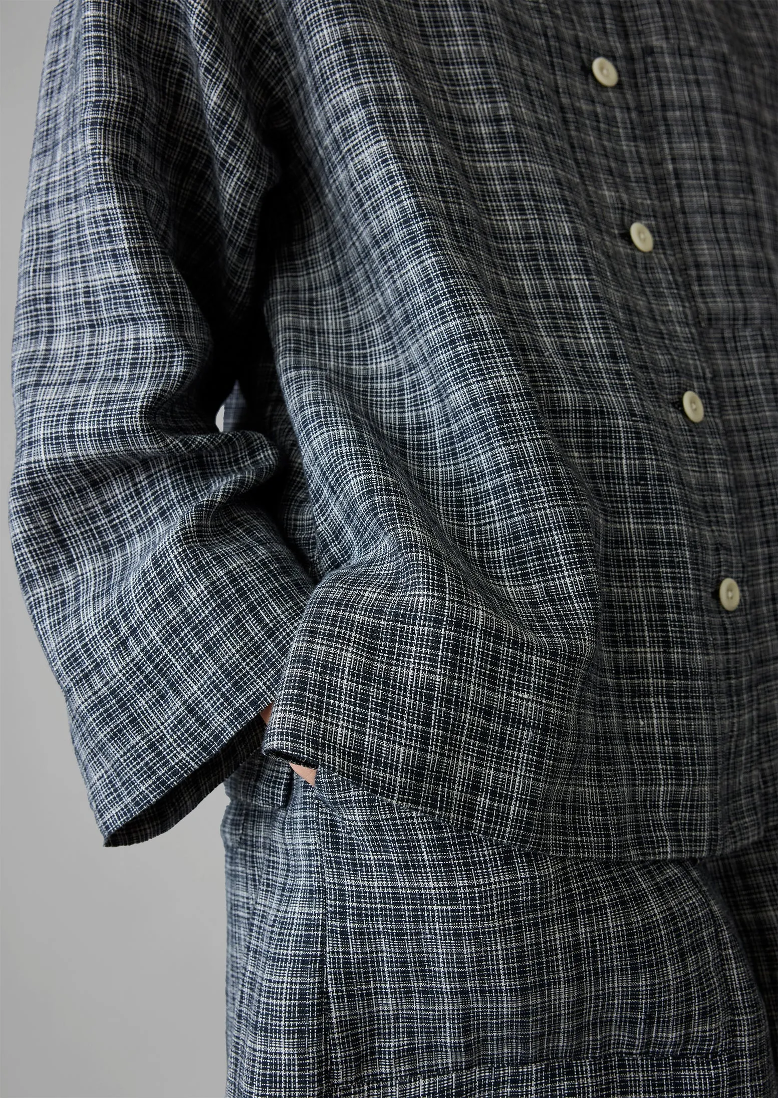 Asawa Check Linen Shirt | Charcoal