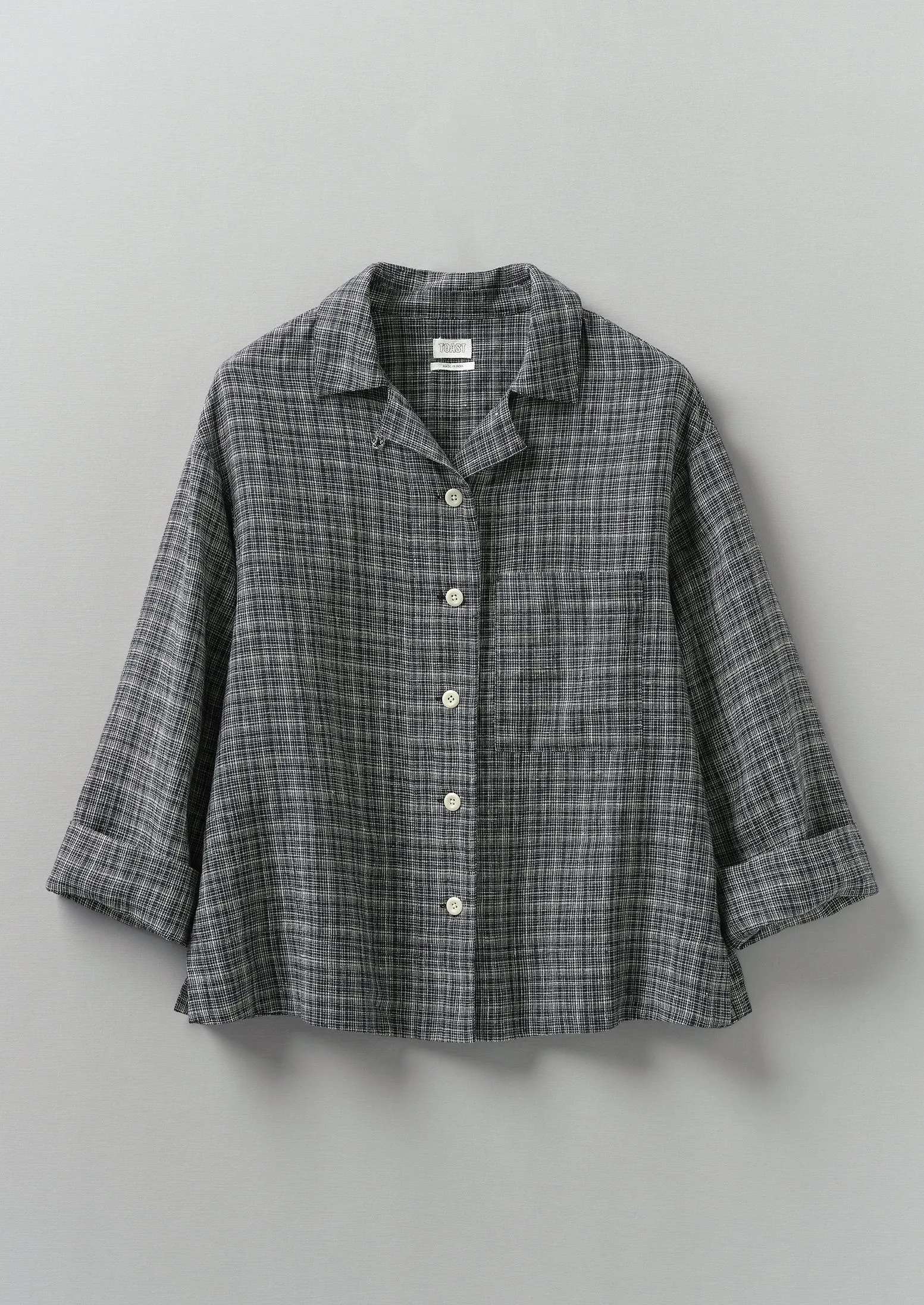 Asawa Check Linen Shirt | Charcoal