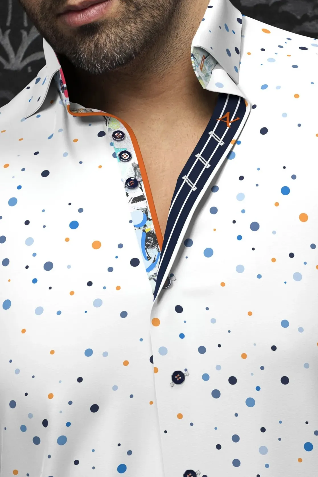 Au Noir Stecth Shirt | ORION, White Blue