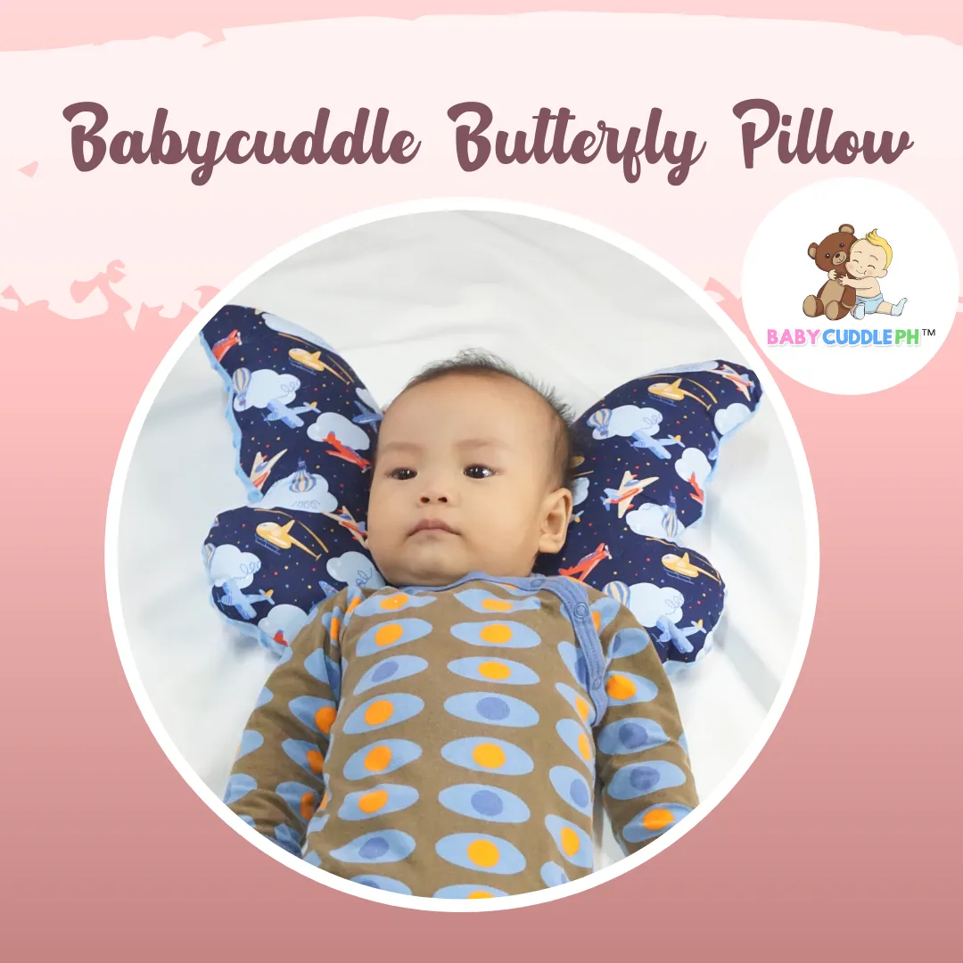 Babycuddle Butterfly Pillow - Airplanes in Dark Blue