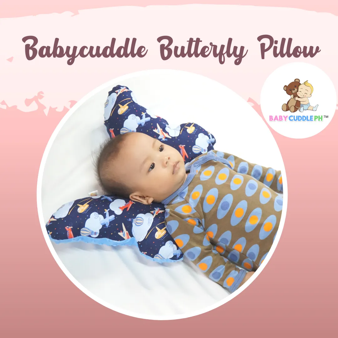 Babycuddle Butterfly Pillow - Airplanes in Dark Blue