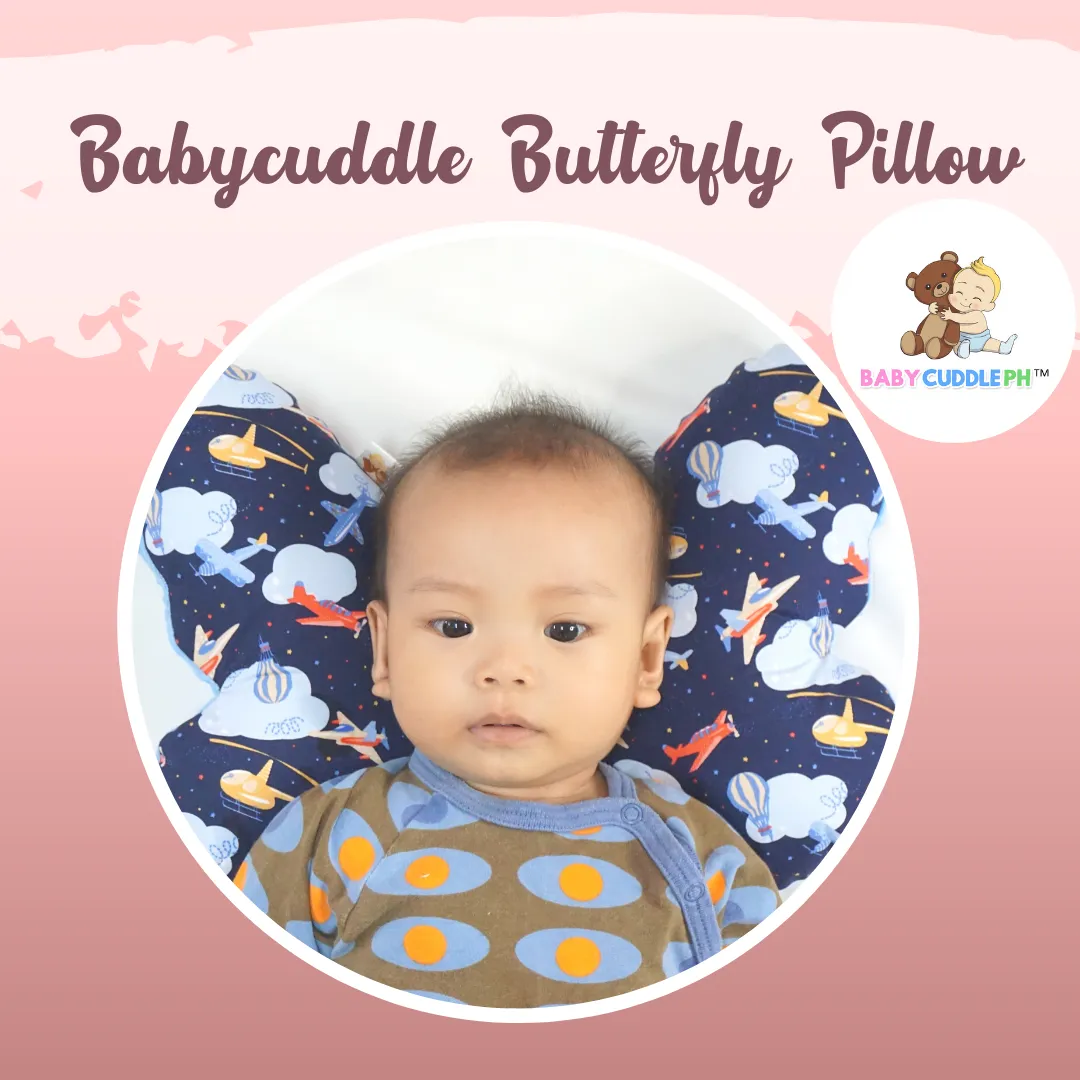 Babycuddle Butterfly Pillow - Airplanes in Dark Blue