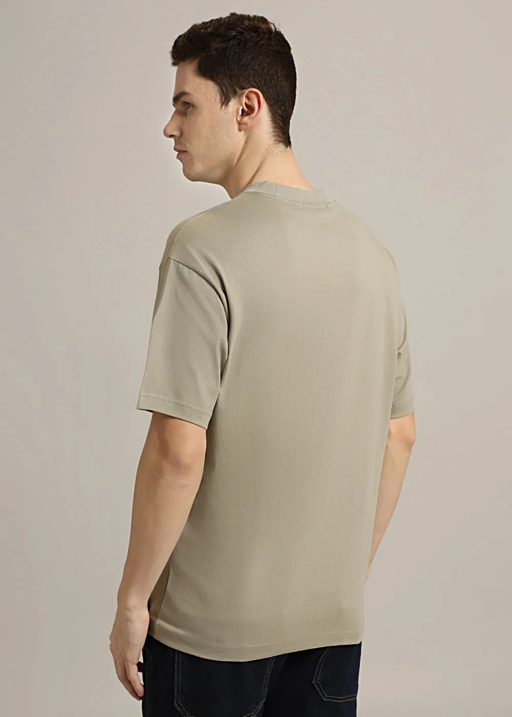 Banana Club Embossed Tan Oversized Fit T-shirt