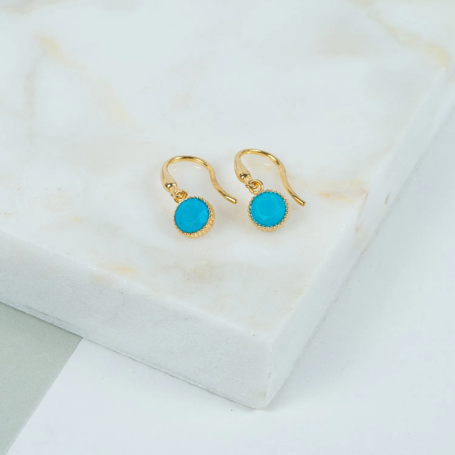 Barcelona December Turquoise Birthstone Hook Earrings