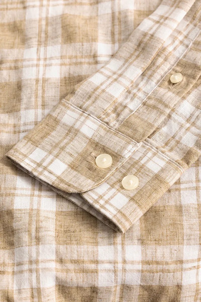 Beige Checks Linen Blend Shirt