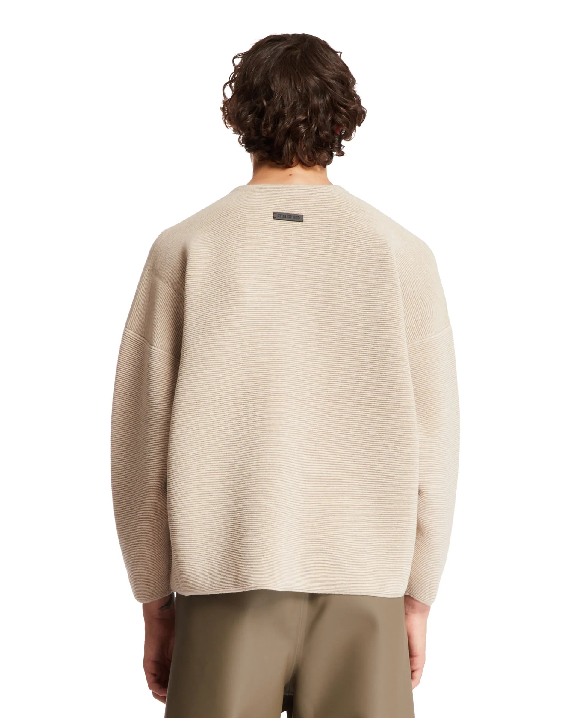 Beige Straight Neck Sweater