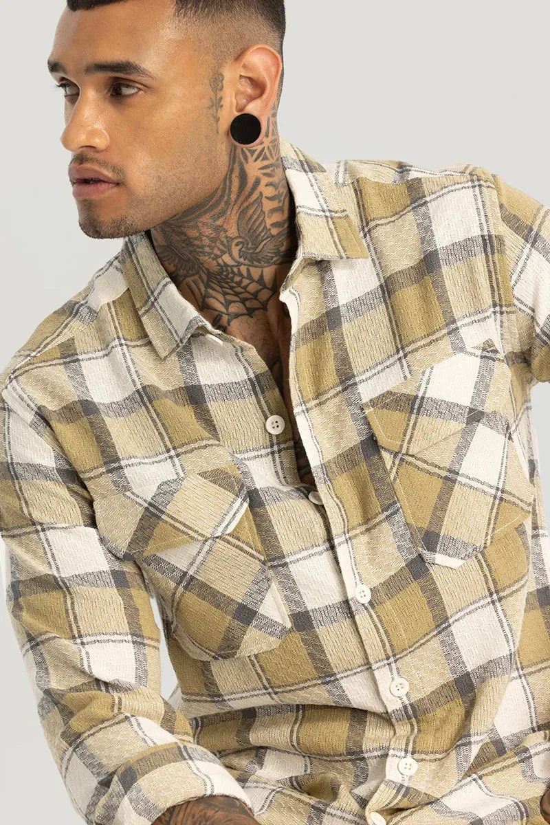 Beige Textured Checks shirt