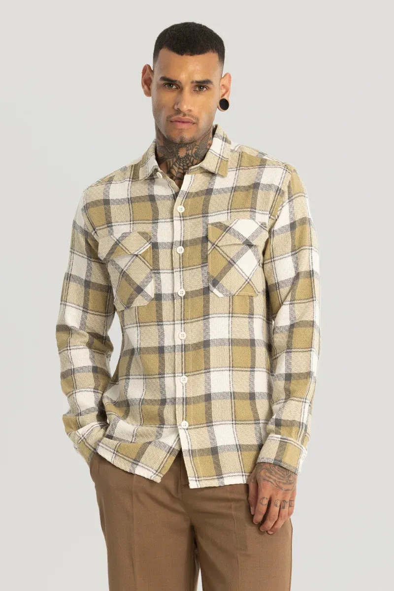 Beige Textured Checks shirt