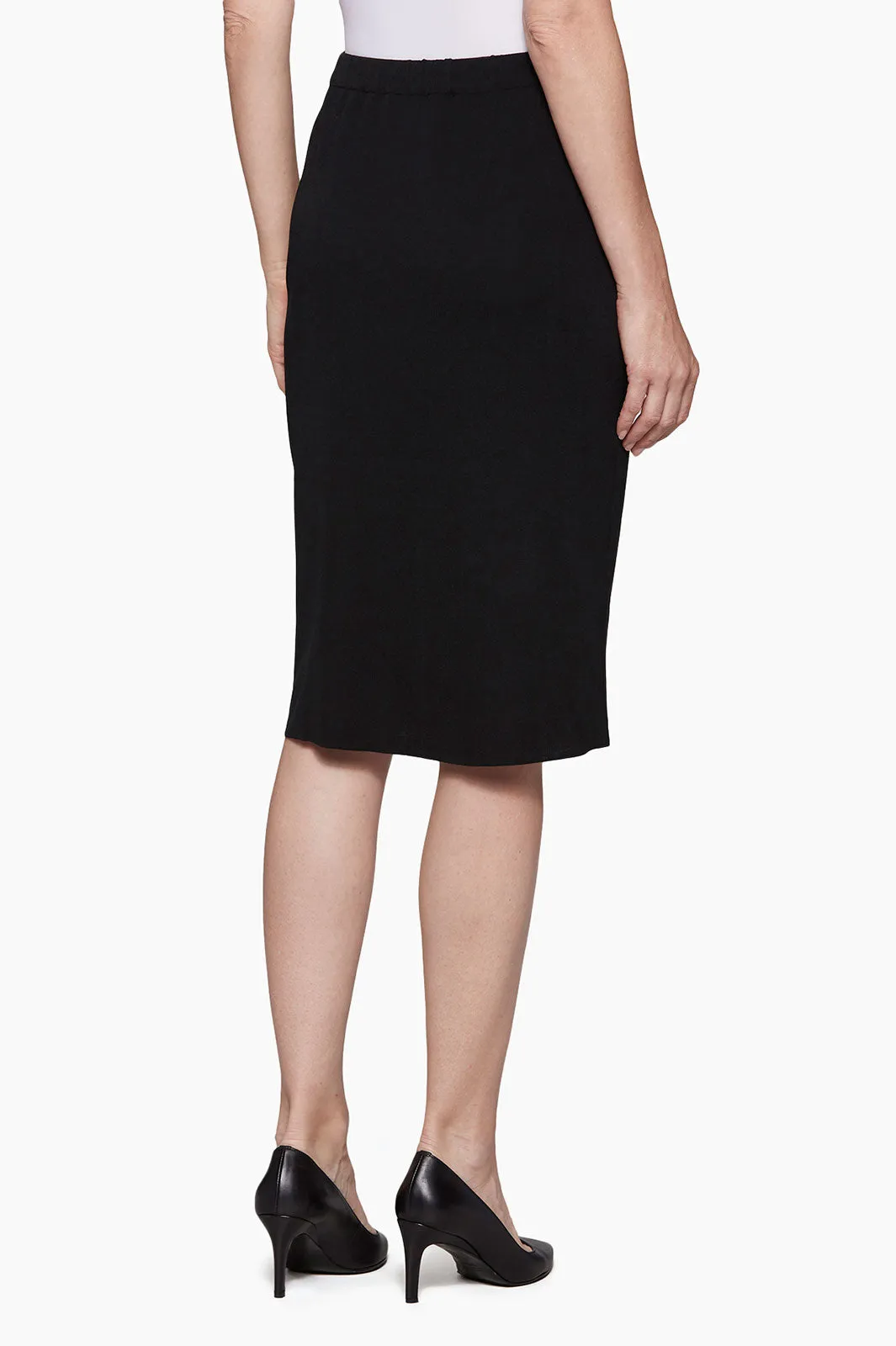 Below the Knee Straight Knit Skirt, Black