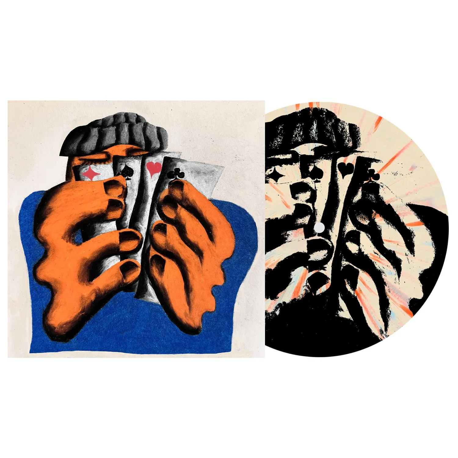 Big Blind - Bone W/ Heavy Blue & Orange Splatter 7 Inch