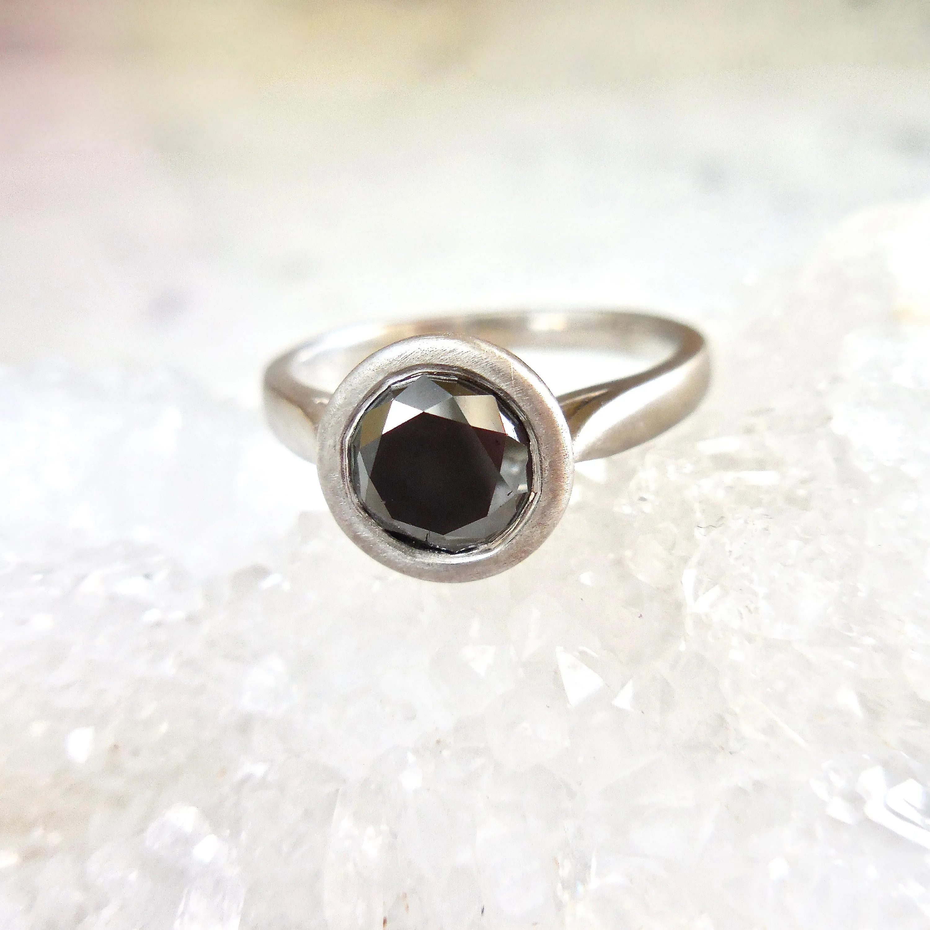 Black Diamond Engagement Ring - Round Black Diamond Ring