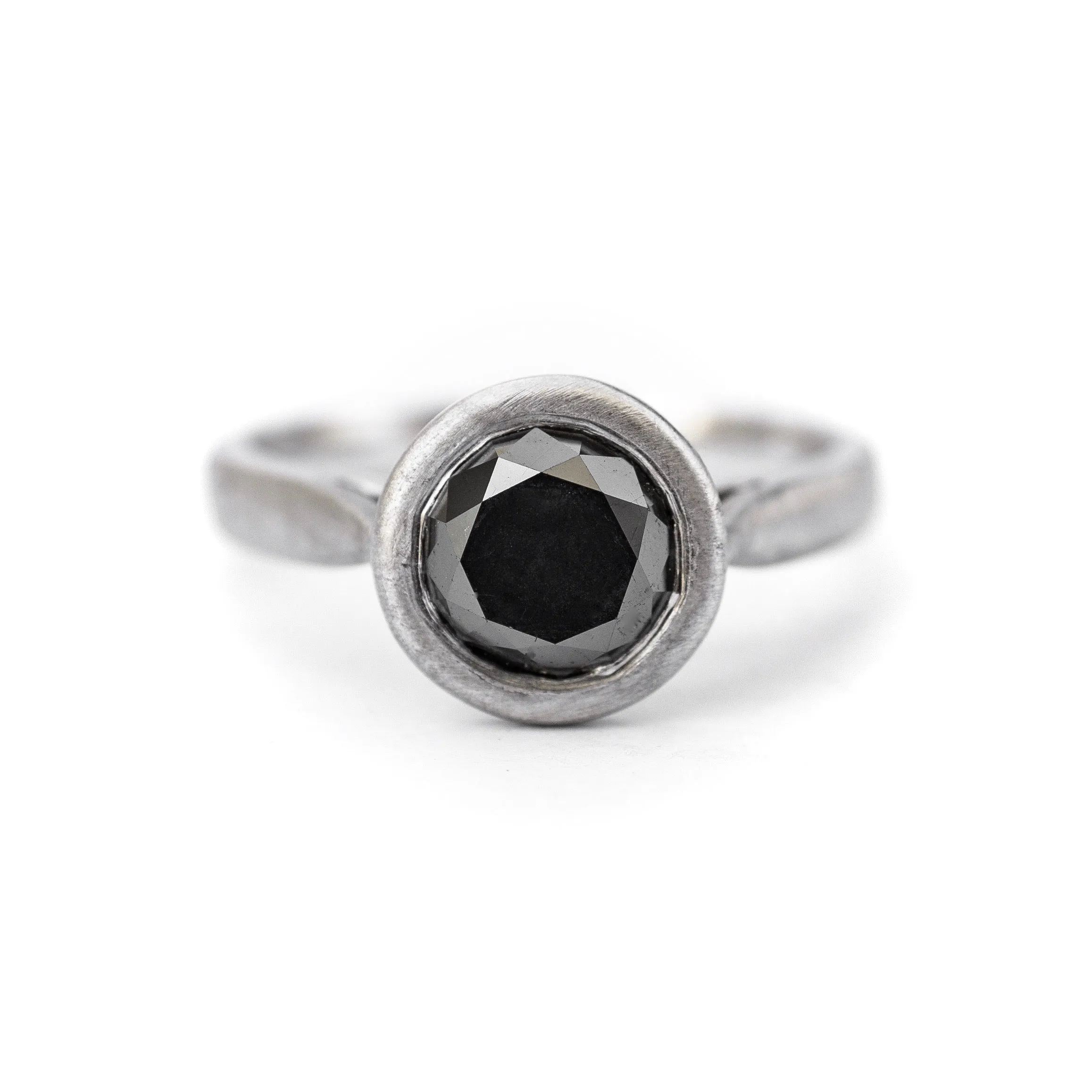 Black Diamond Engagement Ring - Round Black Diamond Ring