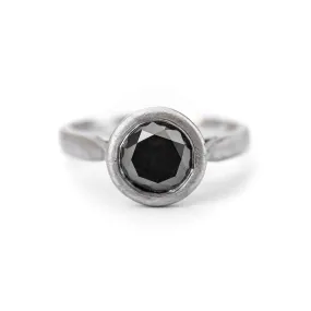 Black Diamond Engagement Ring - Round Black Diamond Ring