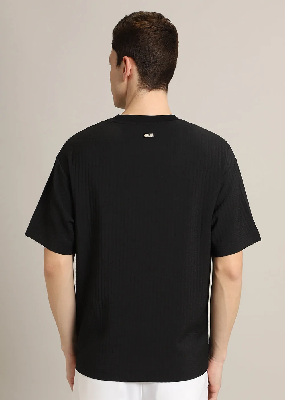 Black Textured Oversized T-shirt