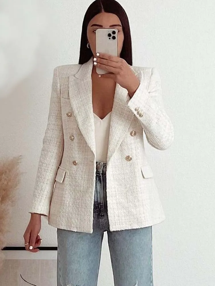 Blazer Feminino Alfaiataria Tweed Elen