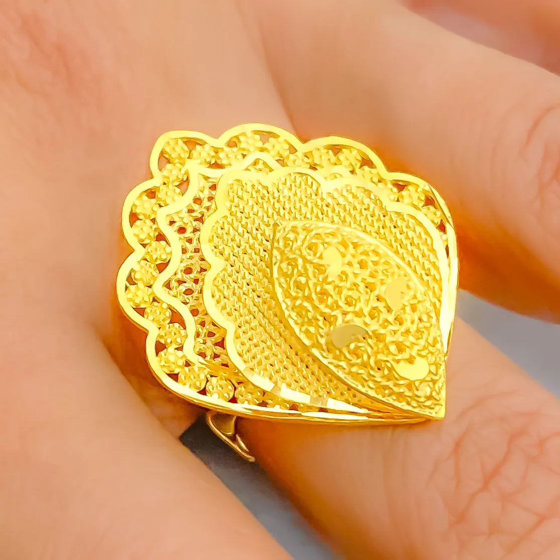 Blooming Festive 22k Gold Semi Statement Ring