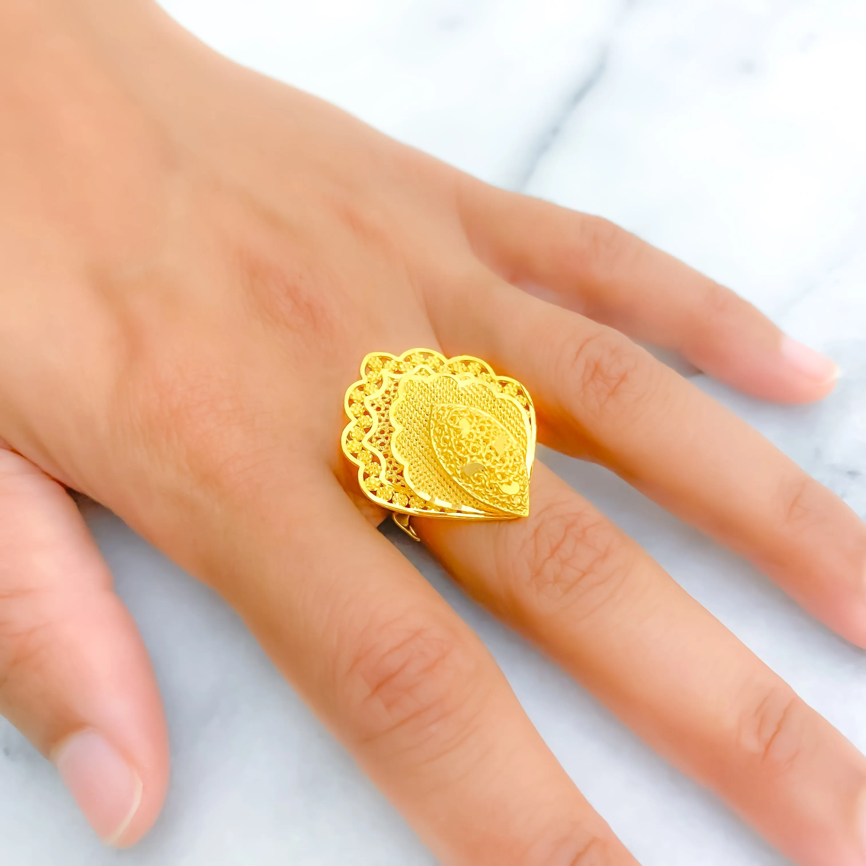 Blooming Festive 22k Gold Semi Statement Ring