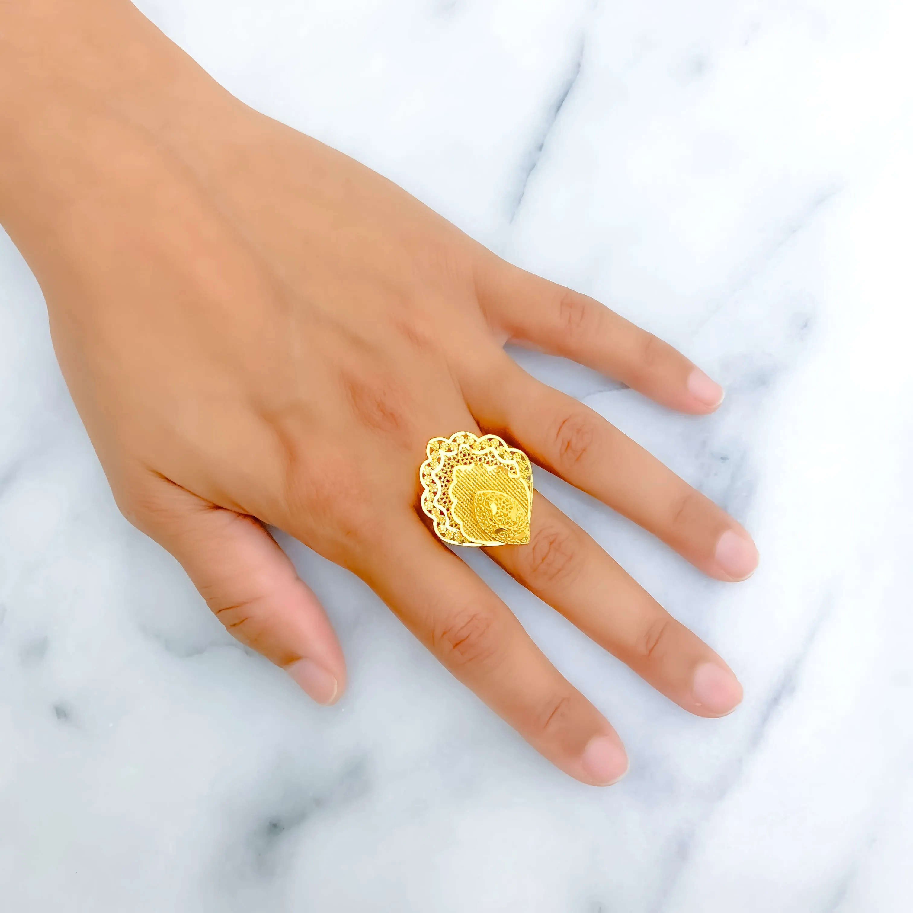 Blooming Festive 22k Gold Semi Statement Ring