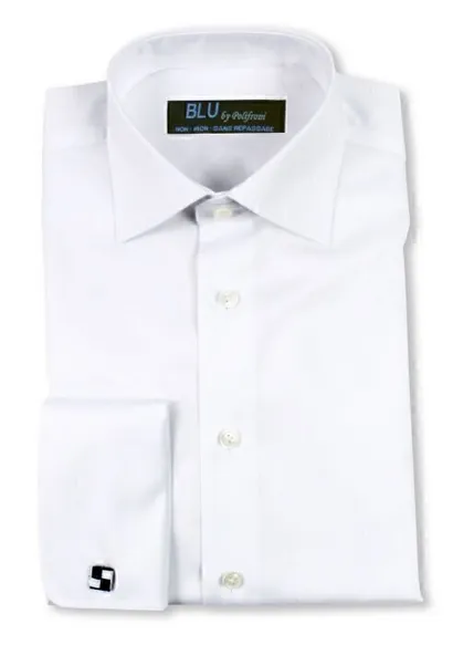 BLU DRESS SHIRT FRENCH CUFF IN WHITE