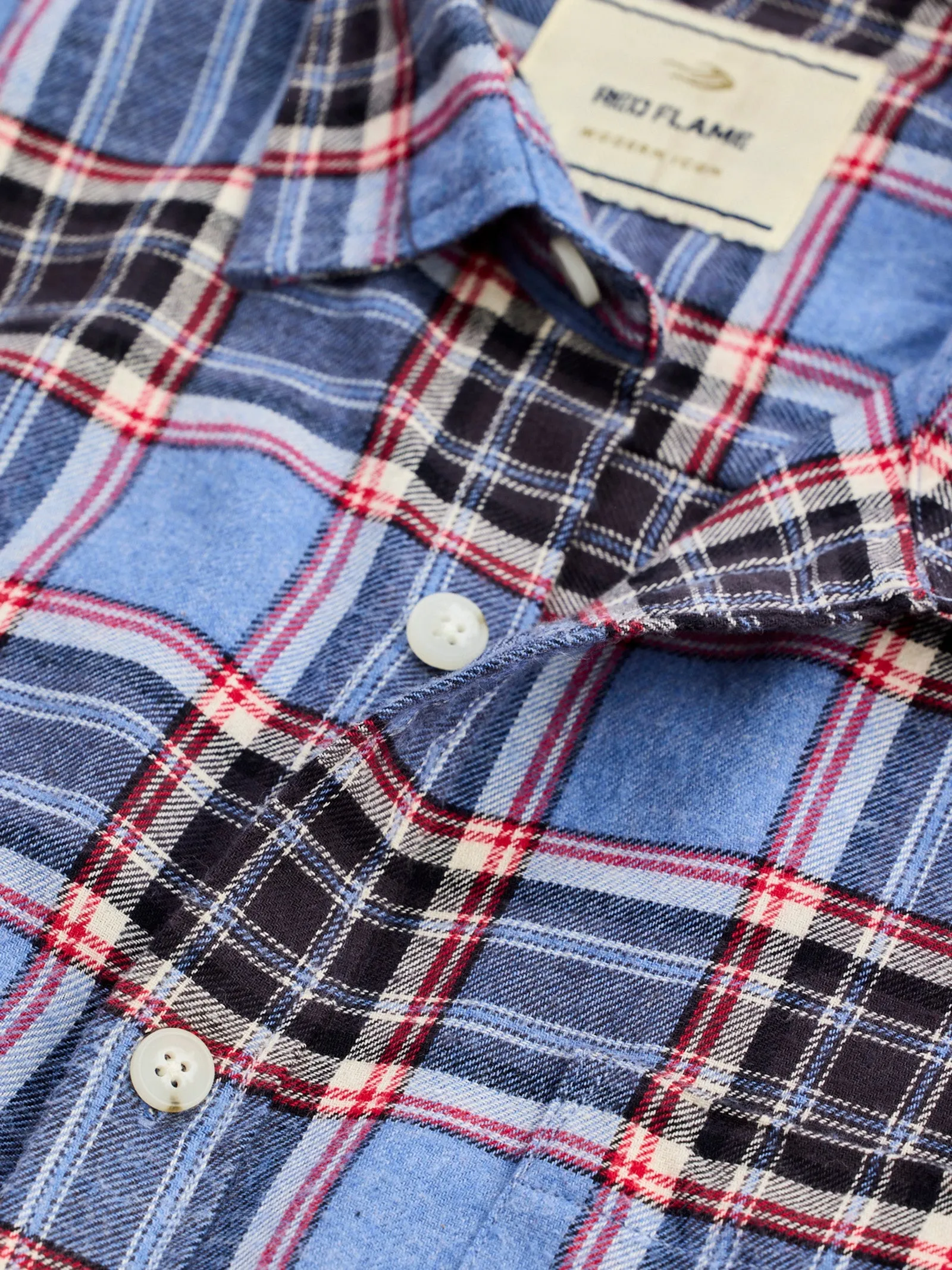 Blue Brushed Cotton Checked Shirt