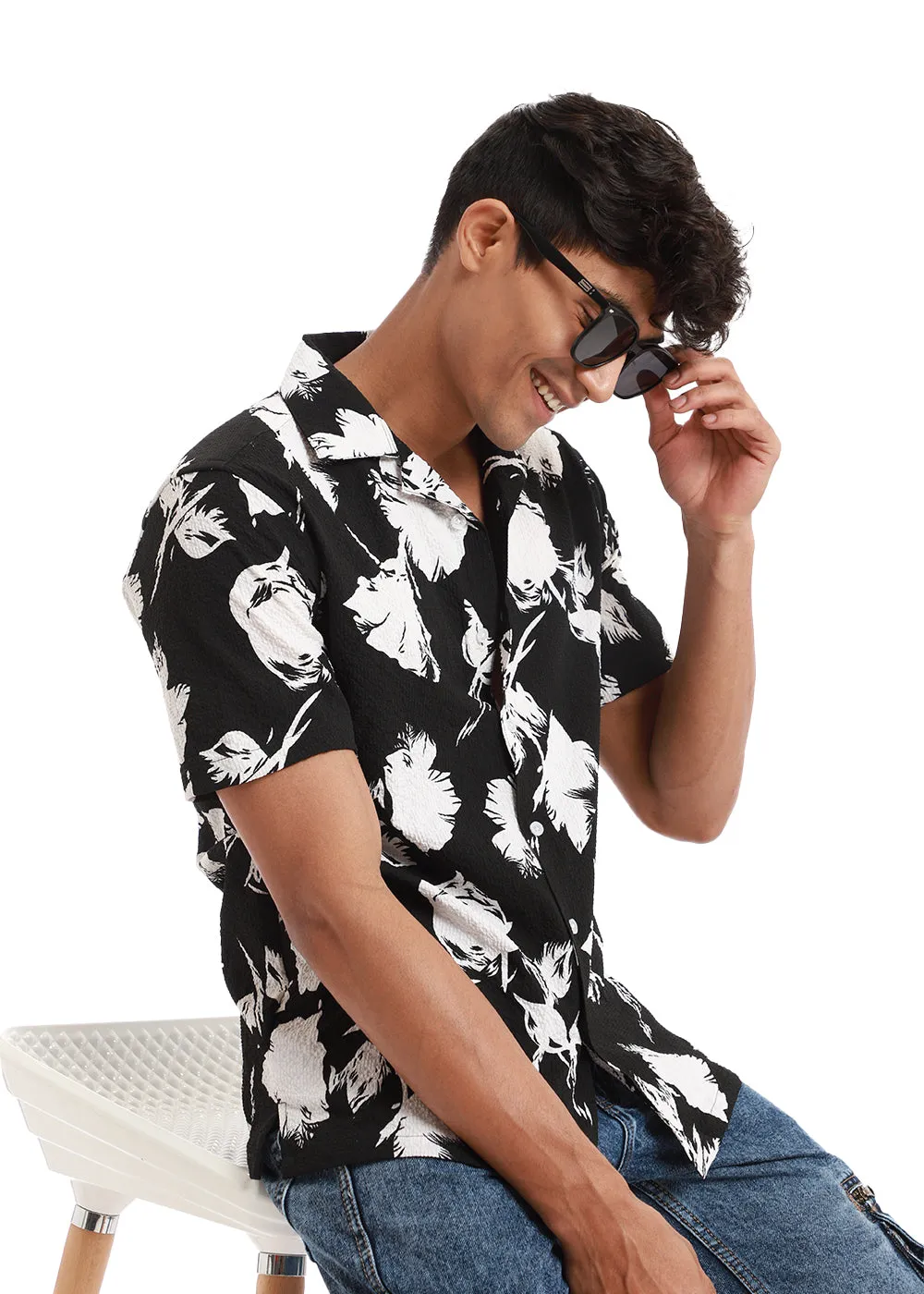 Blume Print Black Popcorn Shirt